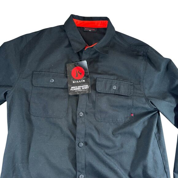 Killik Button Up Shirt Mens XXL Black Long Sleeve Flap Pockets Outdoor Hunting - Picture 4 of 15